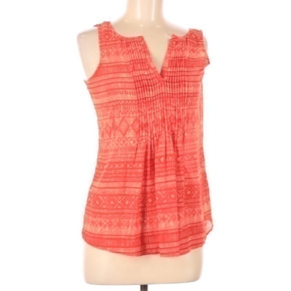 Sanctuary tribal patterned pin tucked tie back tank top